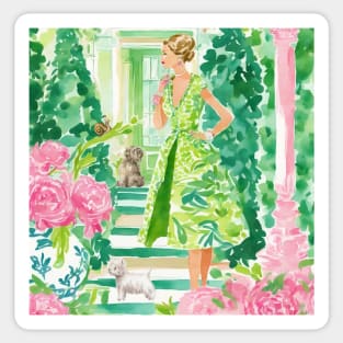 The attentive gardeners, whimsical art Sticker